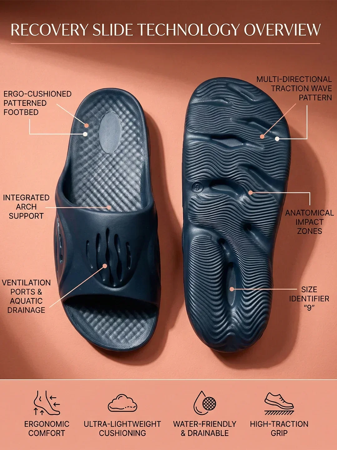 bigbanana Bastion-Navy Unisex Slipper - Image 2