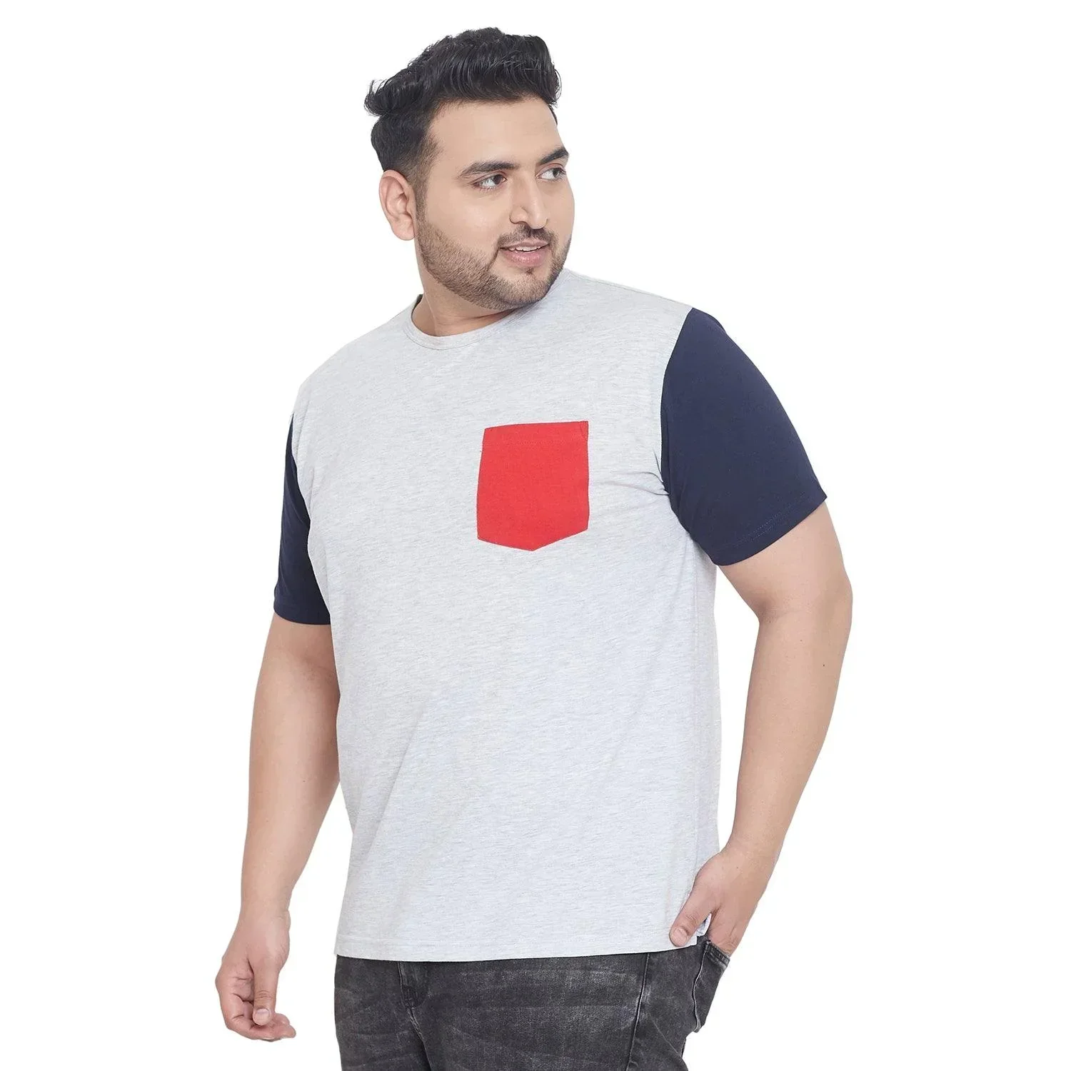 Men Plus Size Bay Solid Round Neck Tshirt - Image 3