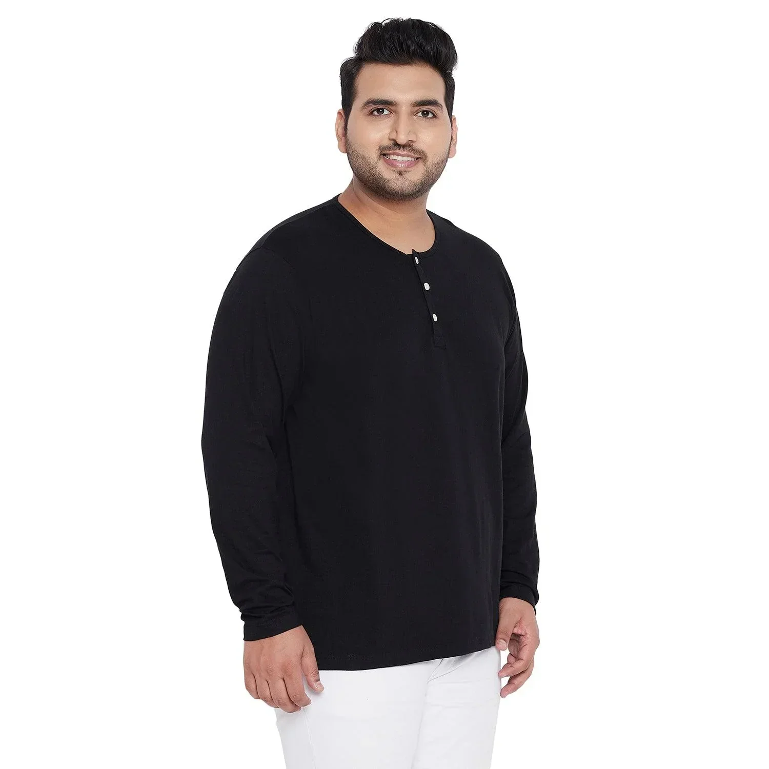 Men Plus Size Bloom Solid Henley Tshirt - Image 4