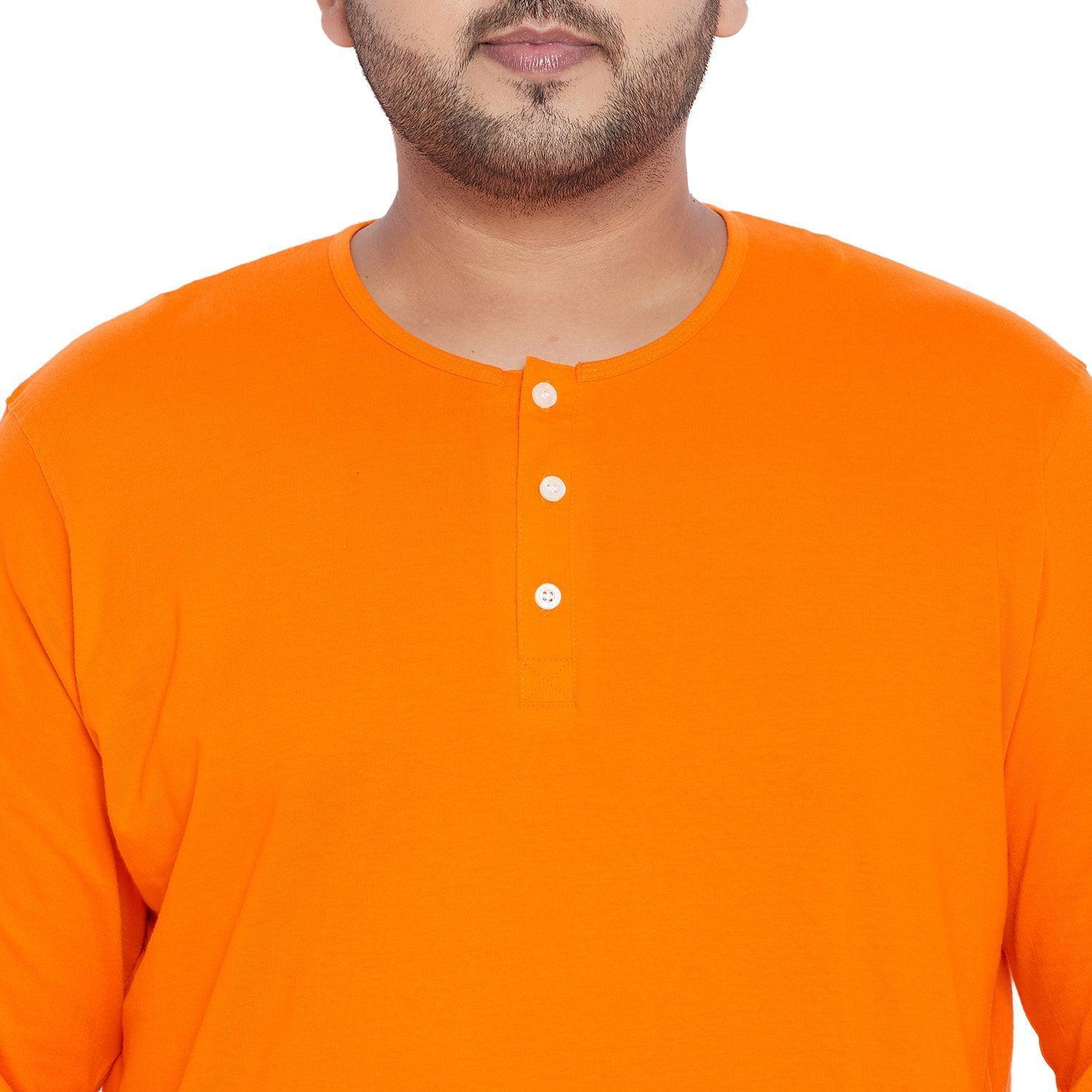 Men Plus Size Bloom Yellow Solid Henley Tshirt - Image 6