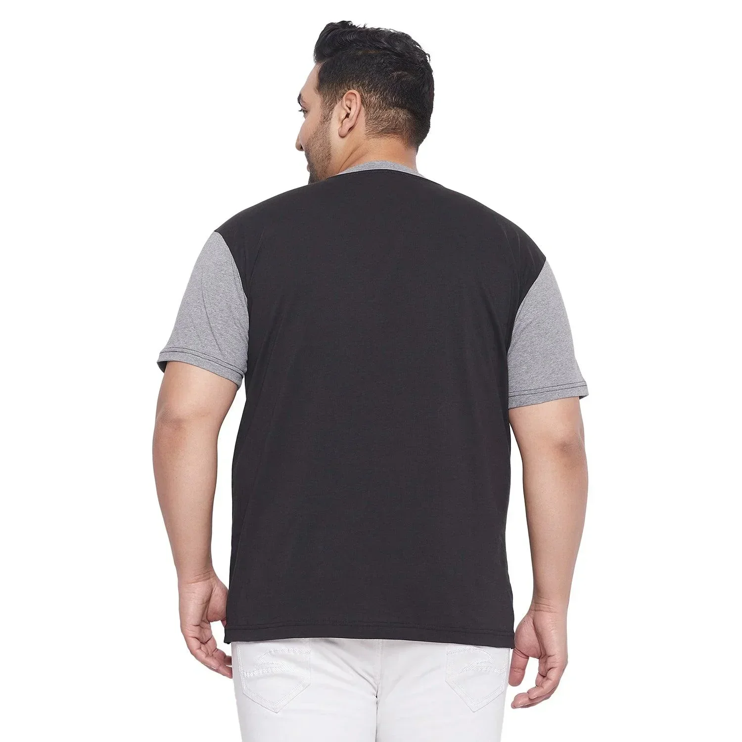Men Plus Size Clover Colorblock Round Neck Tshirt - Image 5