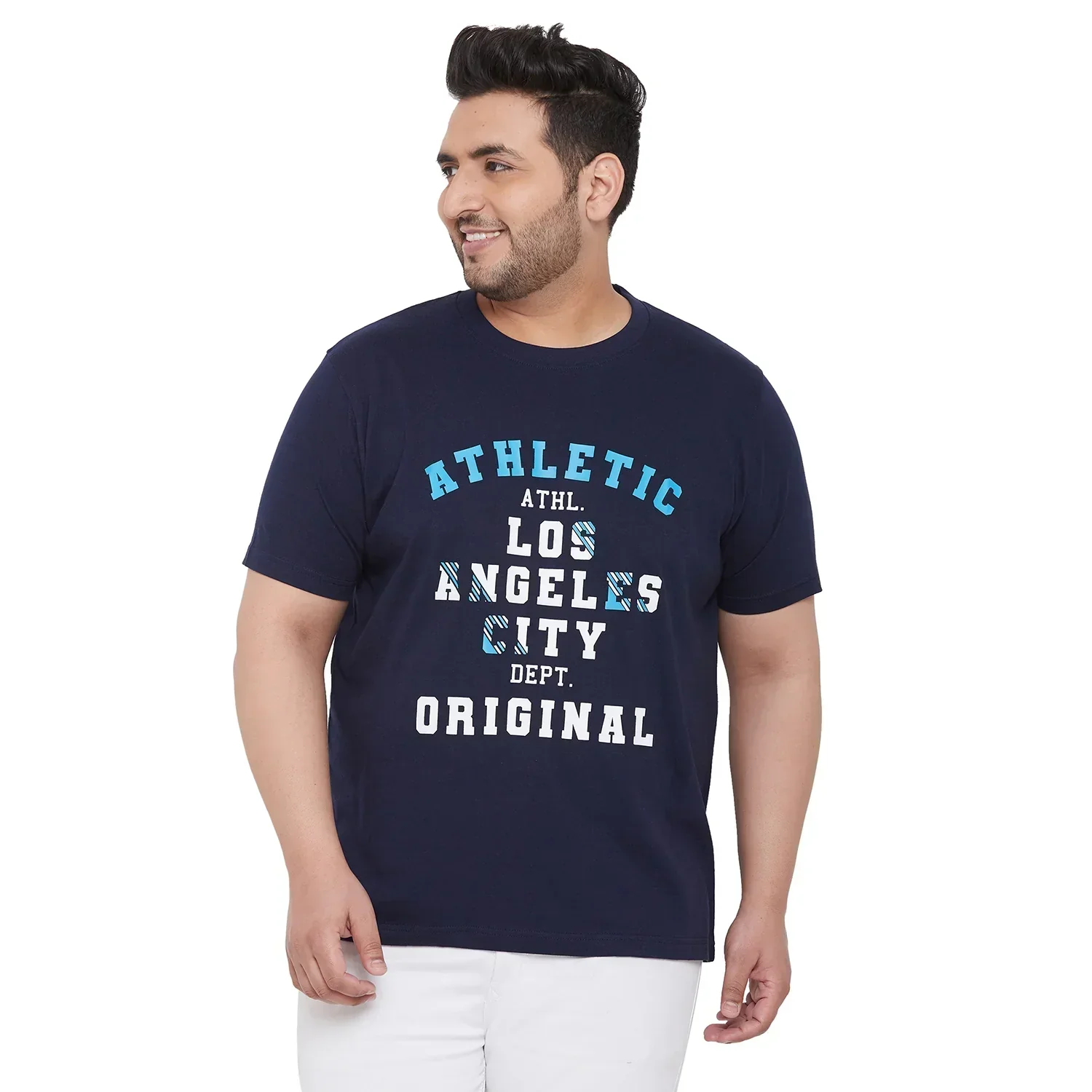 Men Plus Size CyanN Printed Round Neck Tshirt - Image 2