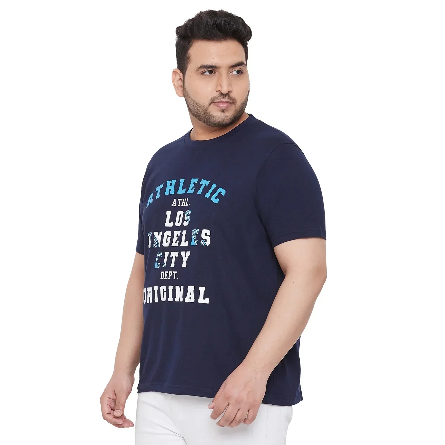 Men Plus Size CyanN Printed Round Neck Tshirt - Image 3