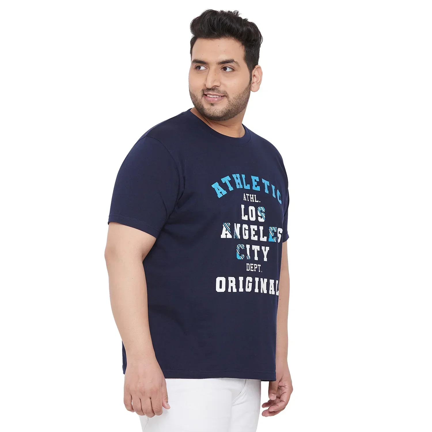 Men Plus Size CyanN Printed Round Neck Tshirt - Image 4