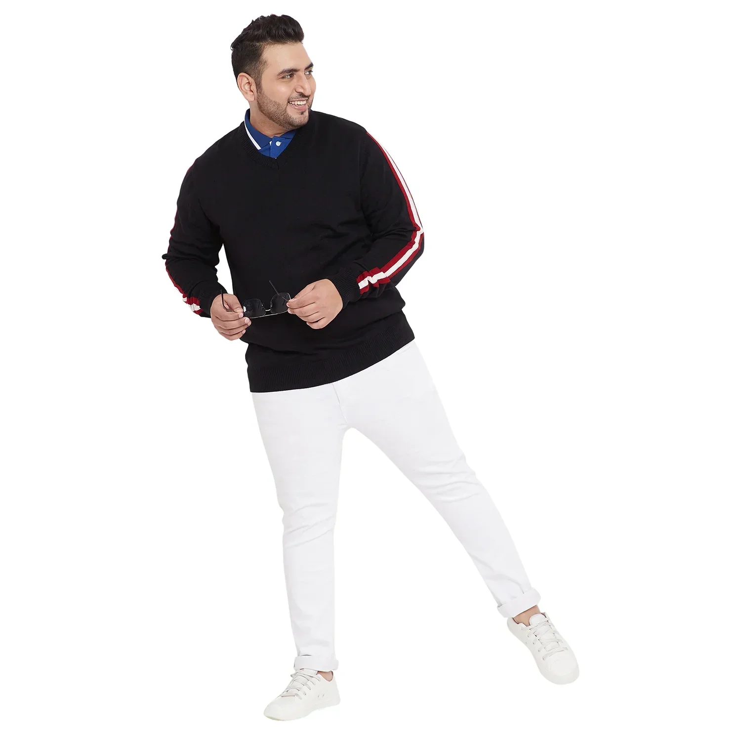 Men Plus Size Deep Solid Sweater - Image 2