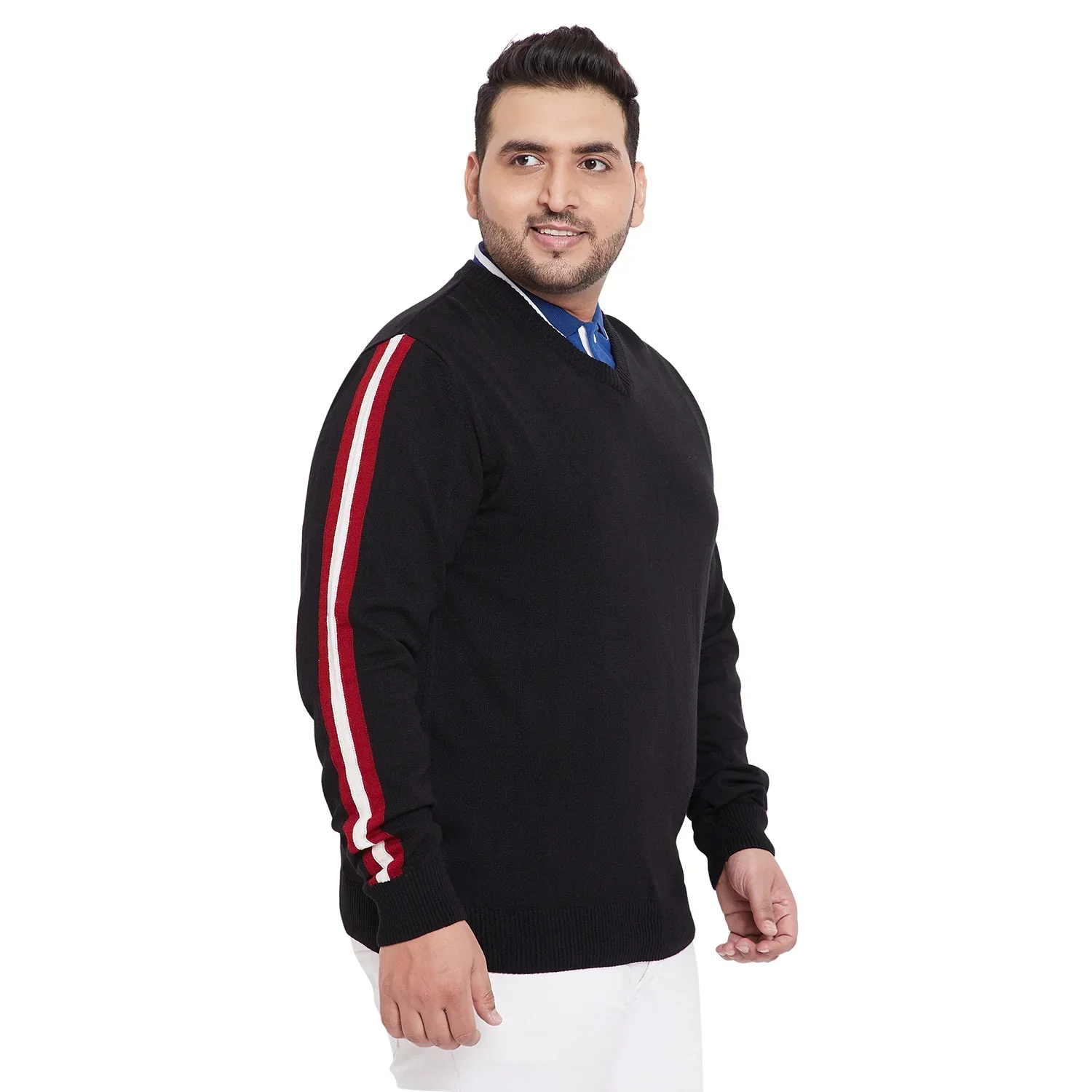 Men Plus Size Deep Solid Sweater - Image 4
