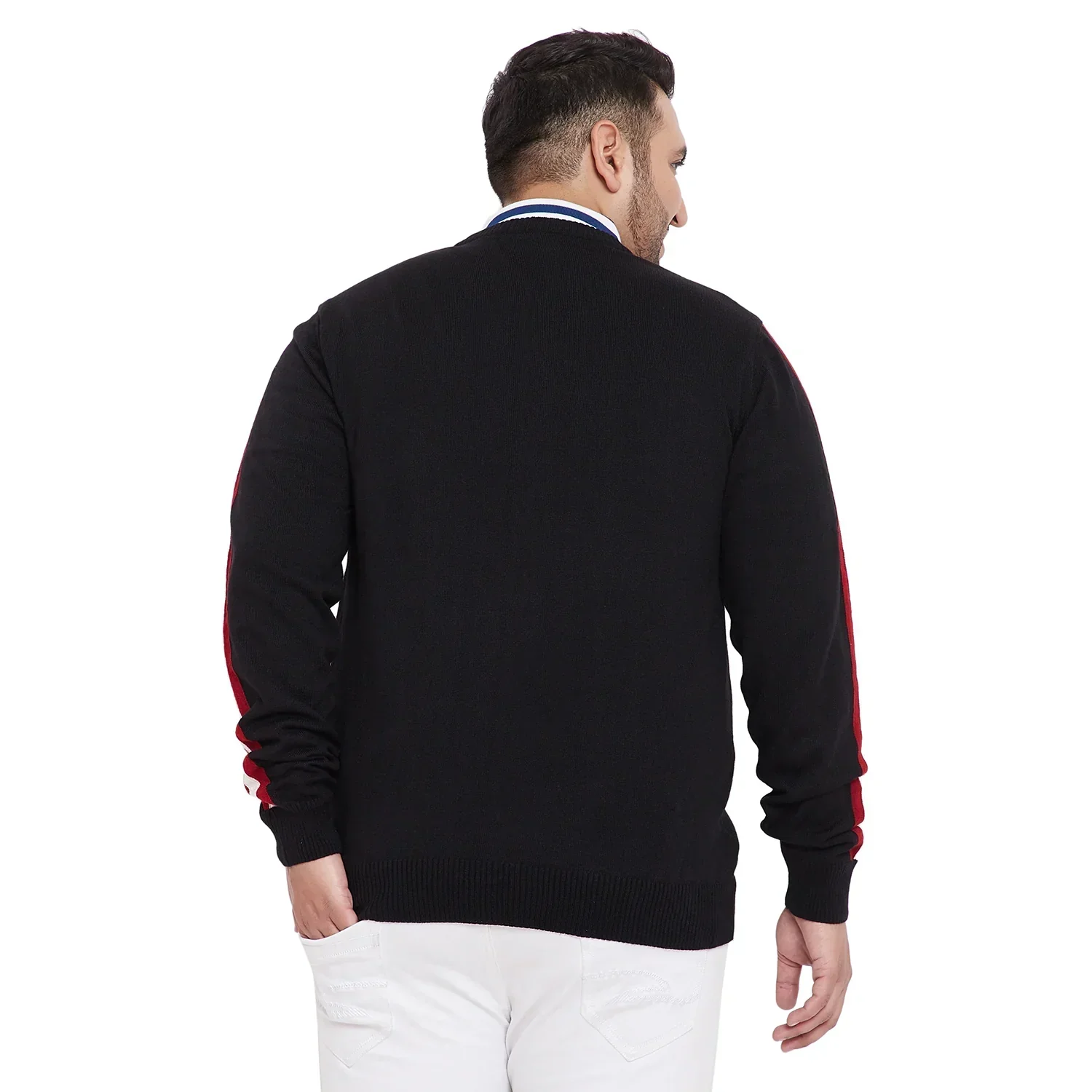 Men Plus Size Deep Solid Sweater - Image 5