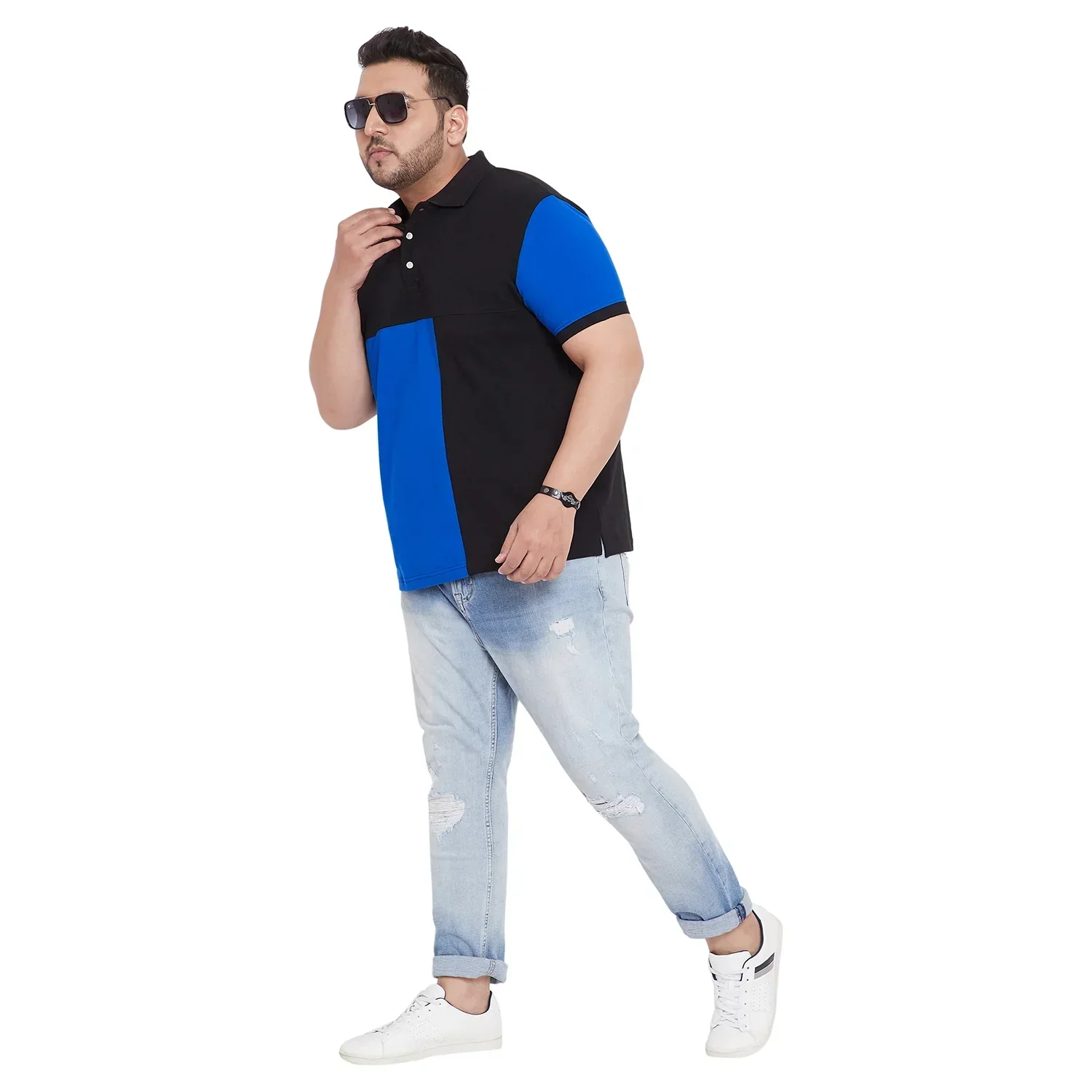 Men Plus Size Elliot Colorblock Polo Tshirt - Image 2
