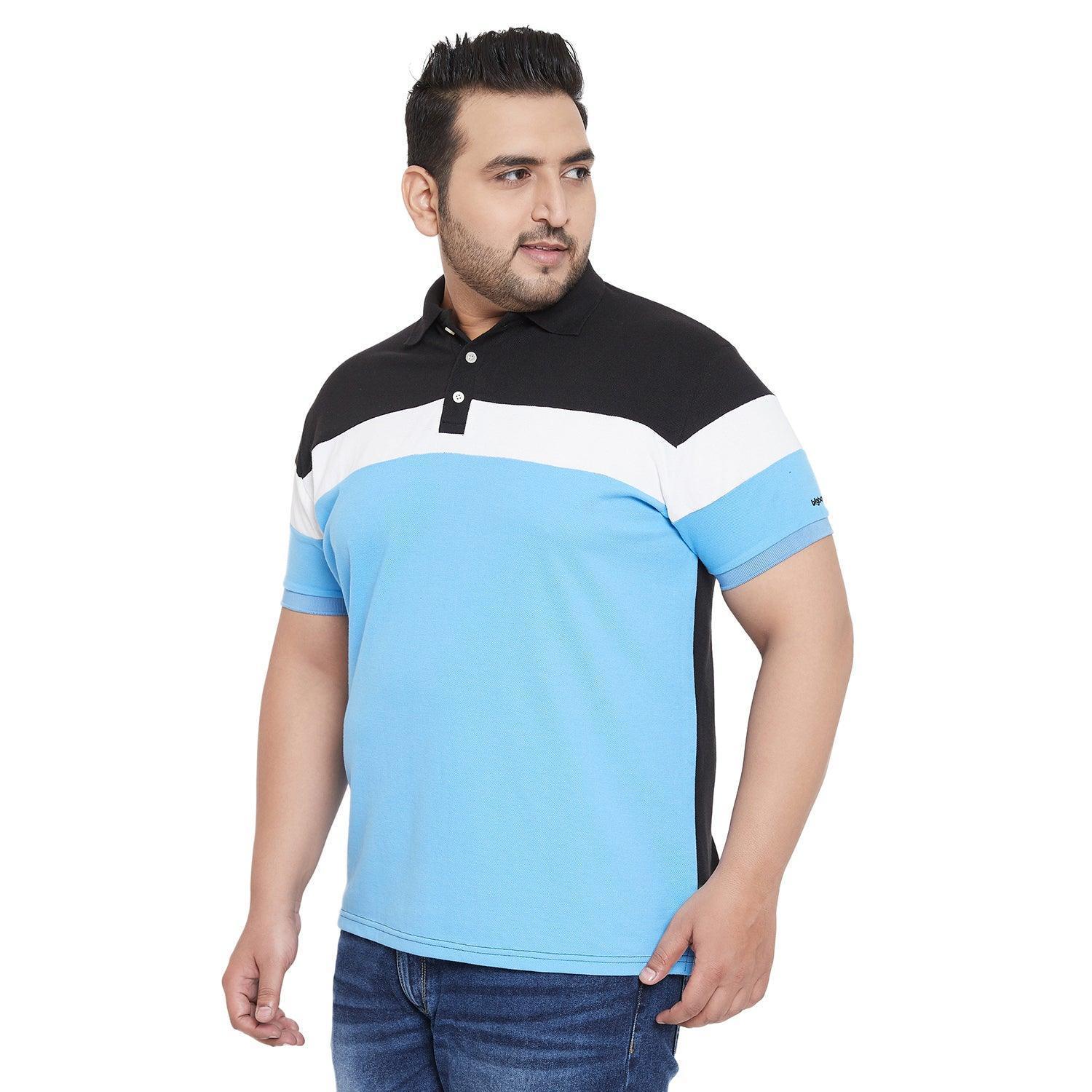 Men Plus Size Evelyn Solid Colorblock Polo Tshirt - Image 3