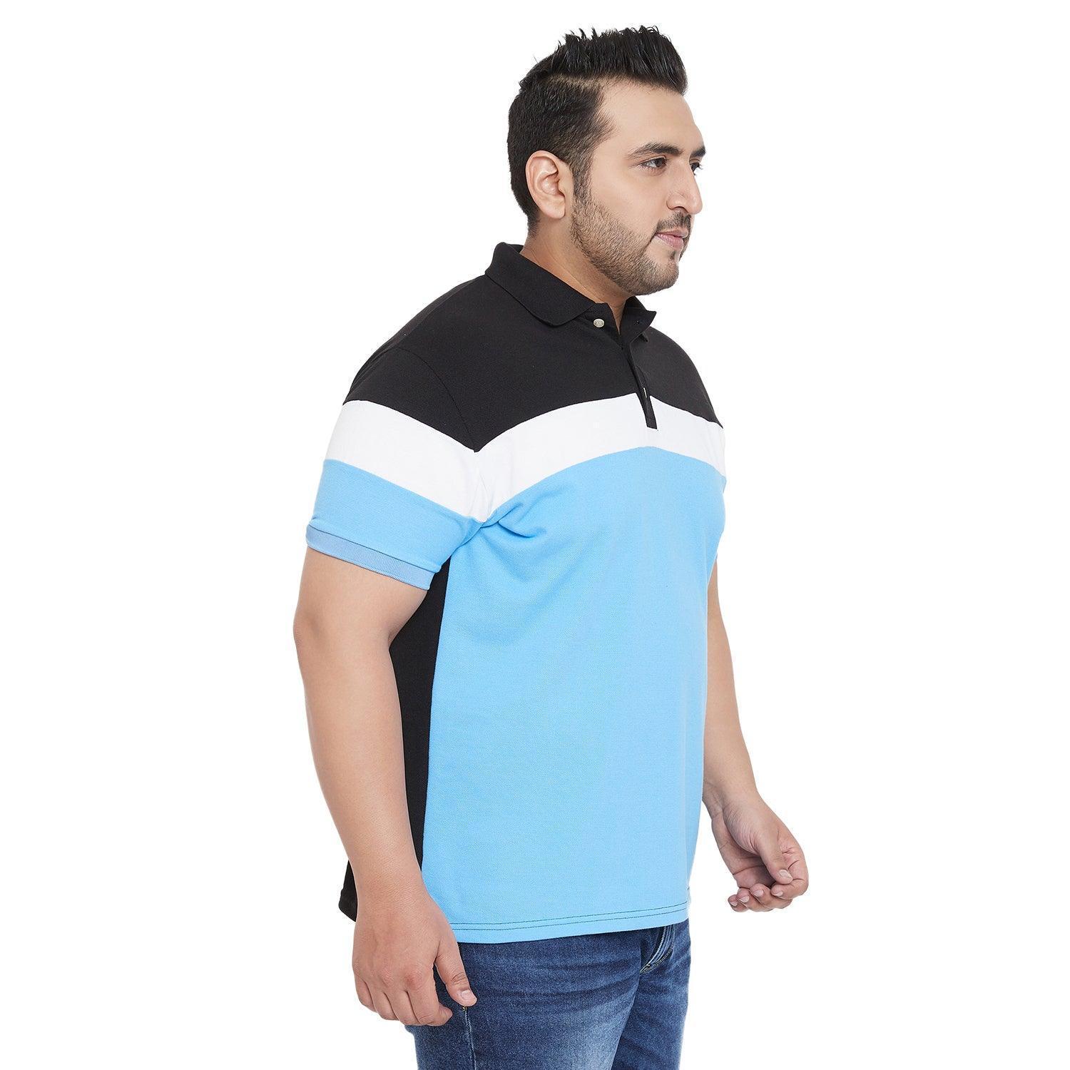 Men Plus Size Evelyn Solid Colorblock Polo Tshirt - Image 4