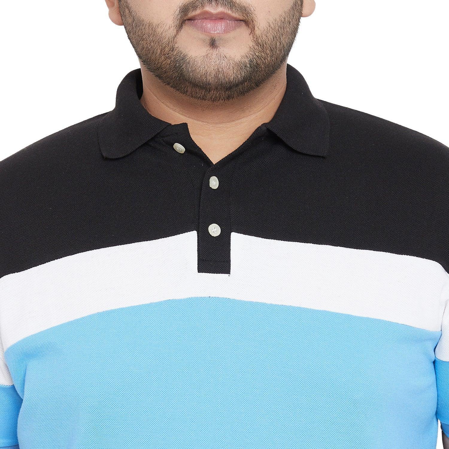 Men Plus Size Evelyn Solid Colorblock Polo Tshirt - Image 6