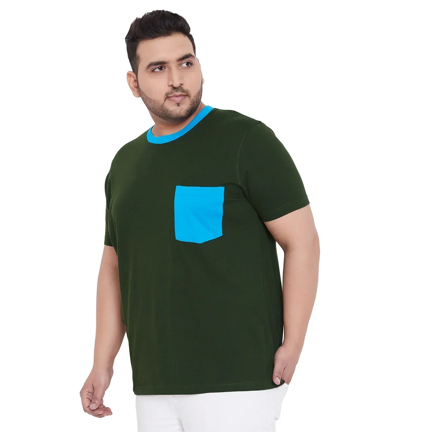 Men Plus Size Gavin-BG Solid Round Neck Tshirt - Image 3