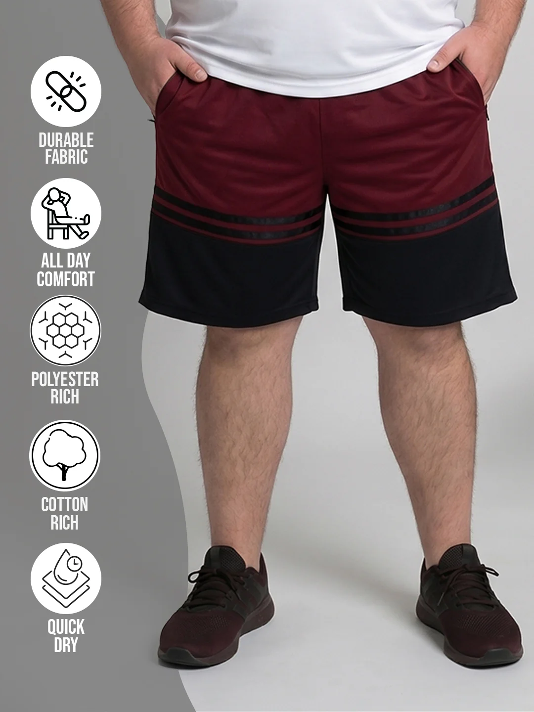 Men Plus Size Gladstone Colorblock Shorts - Image 4