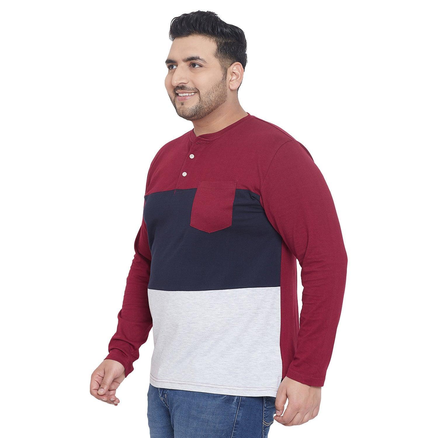 Men Plus Size Jackman Colorblock Henley Tshirt - Image 3