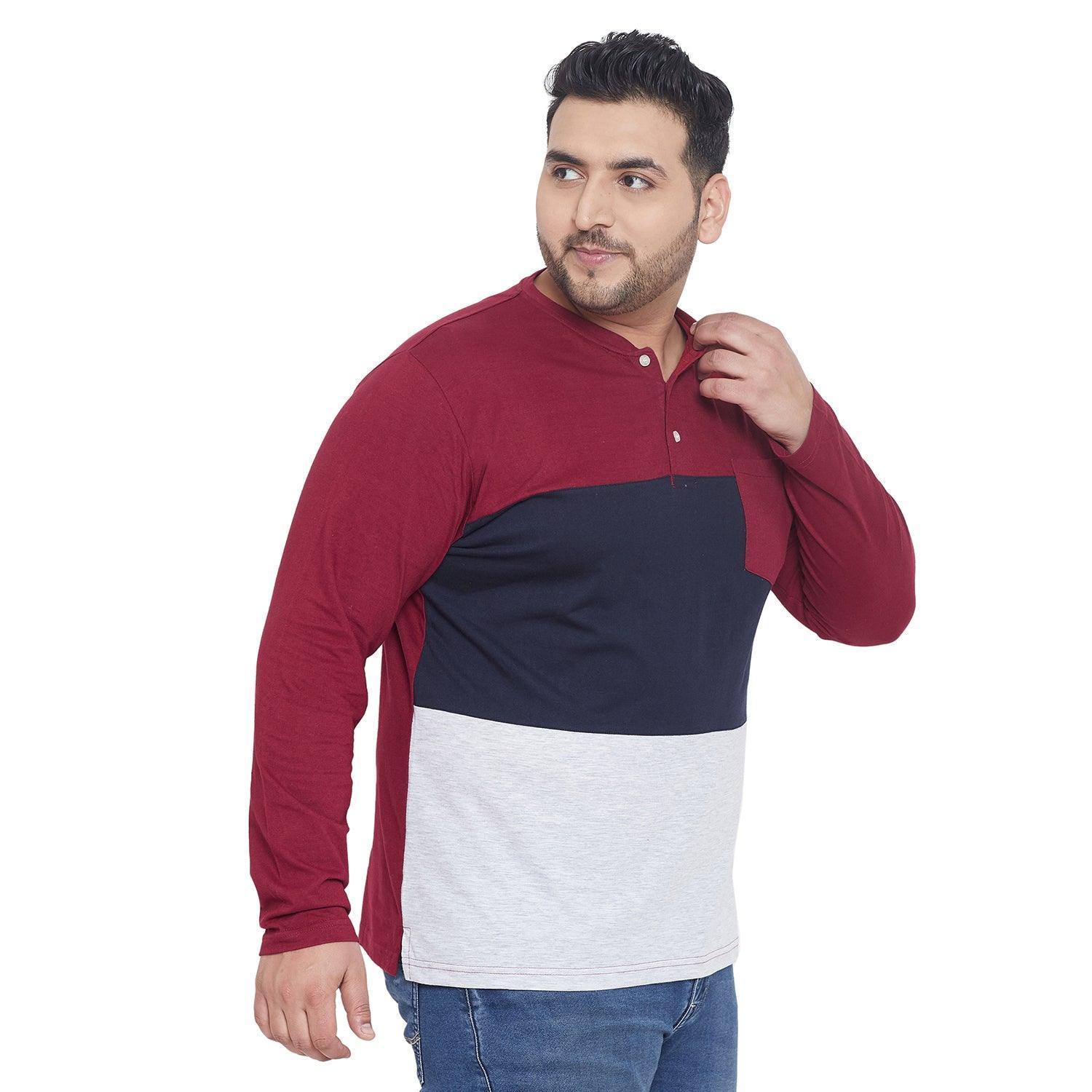 Men Plus Size Jackman Colorblock Henley Tshirt - Image 4