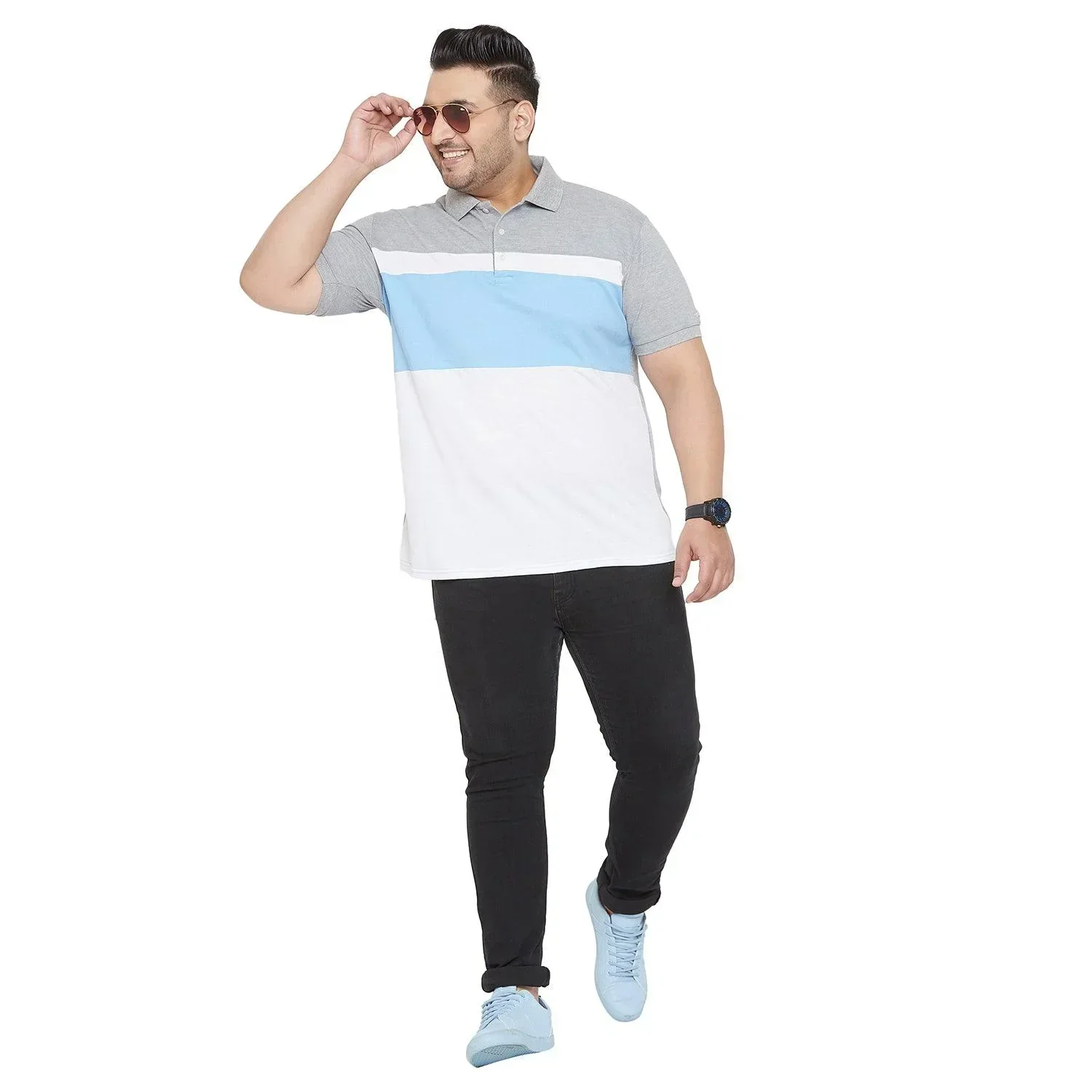 Men Plus Size Juno Colorblock Polo Tshirt - Image 2