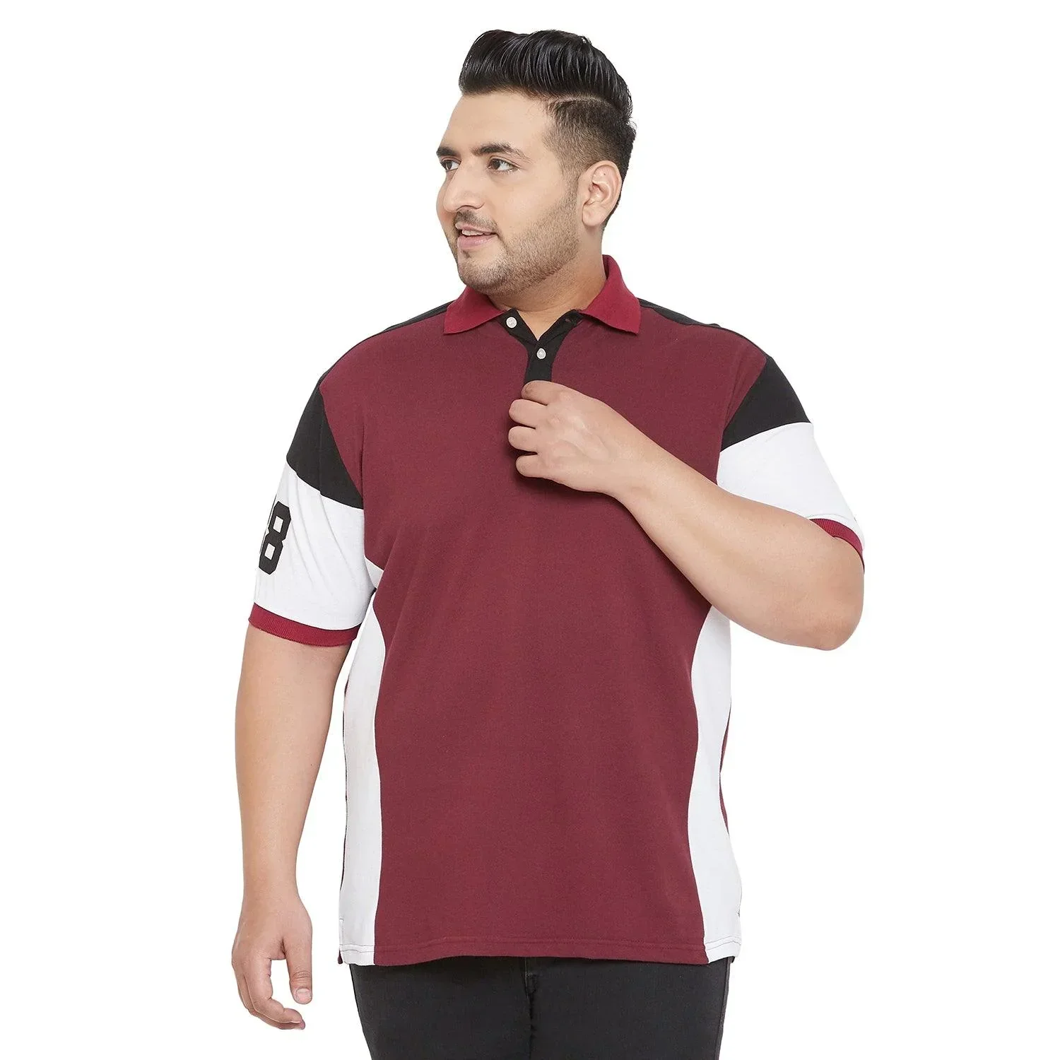 Men Plus Size Limbo Colorblock Polo Tshirt