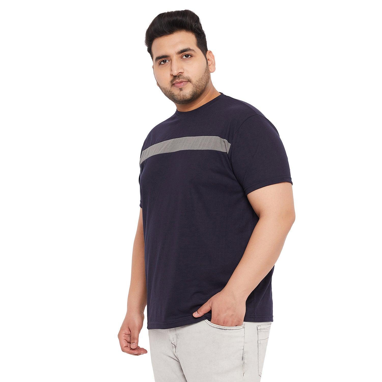 Men Plus Size Pebble Colorblock Round Neck Tshirt - Image 3
