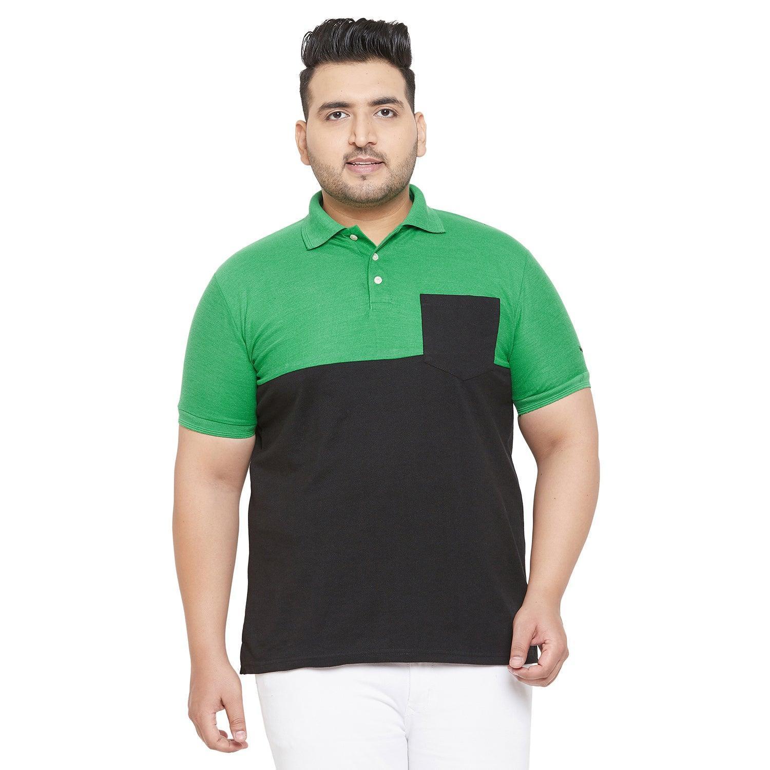 Men Plus Size Pock Colorblock Polo Tshirt