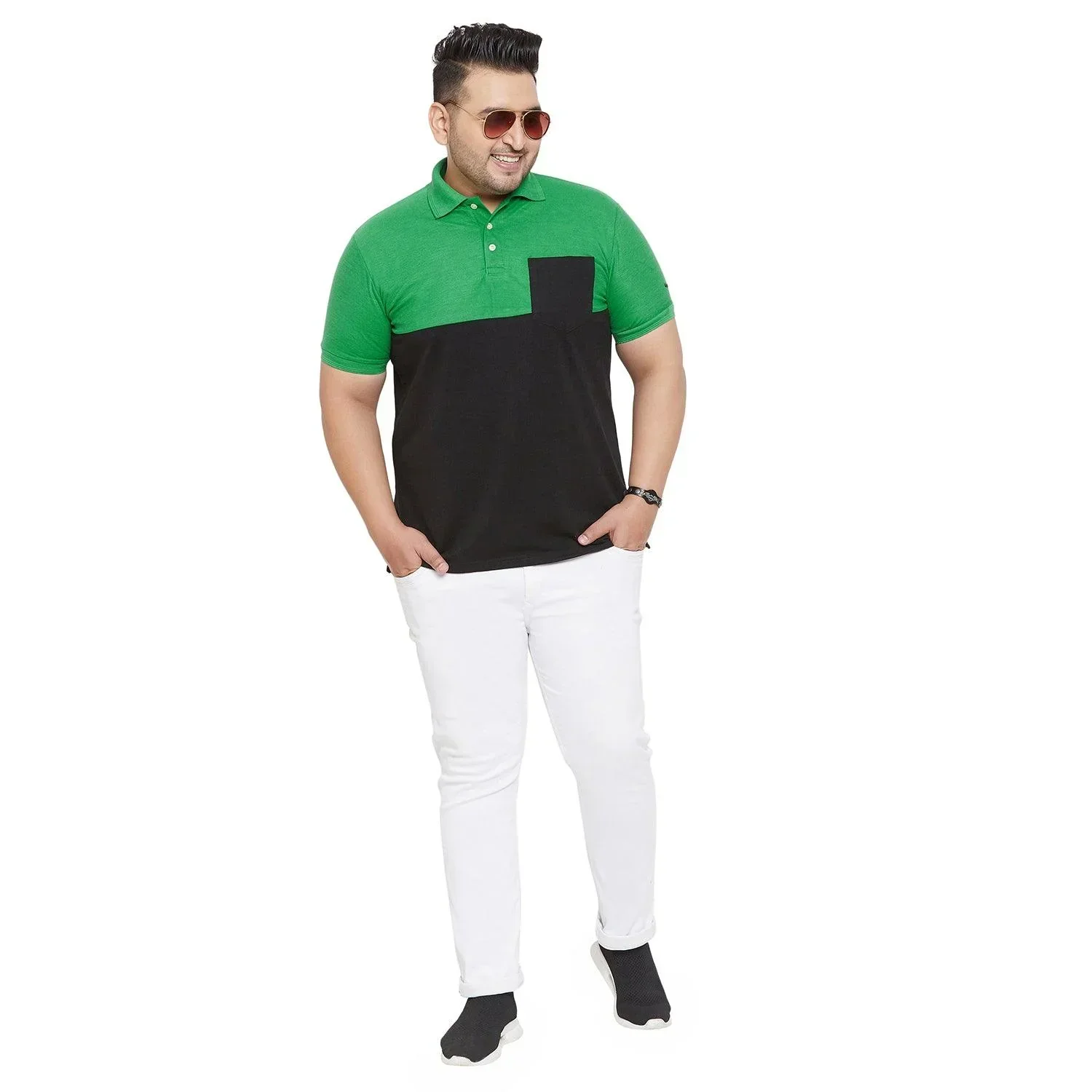 Men Plus Size Pock Colorblock Polo Tshirt - Image 2
