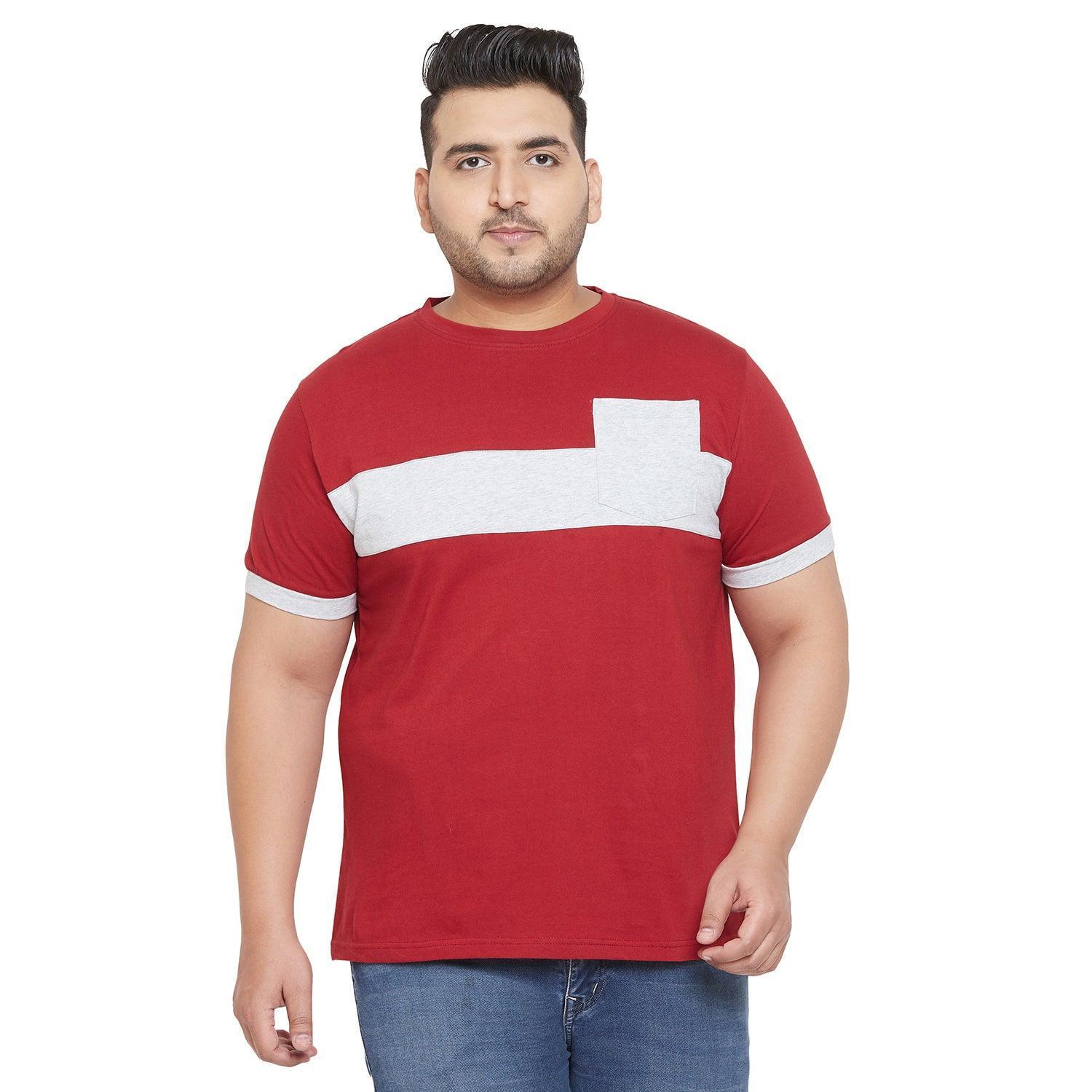 Men Plus Size Ramp Colorblock Round Neck Tshirt - Image 2