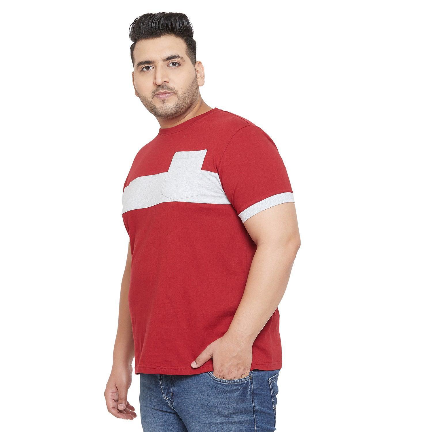 Men Plus Size Ramp Colorblock Round Neck Tshirt - Image 3