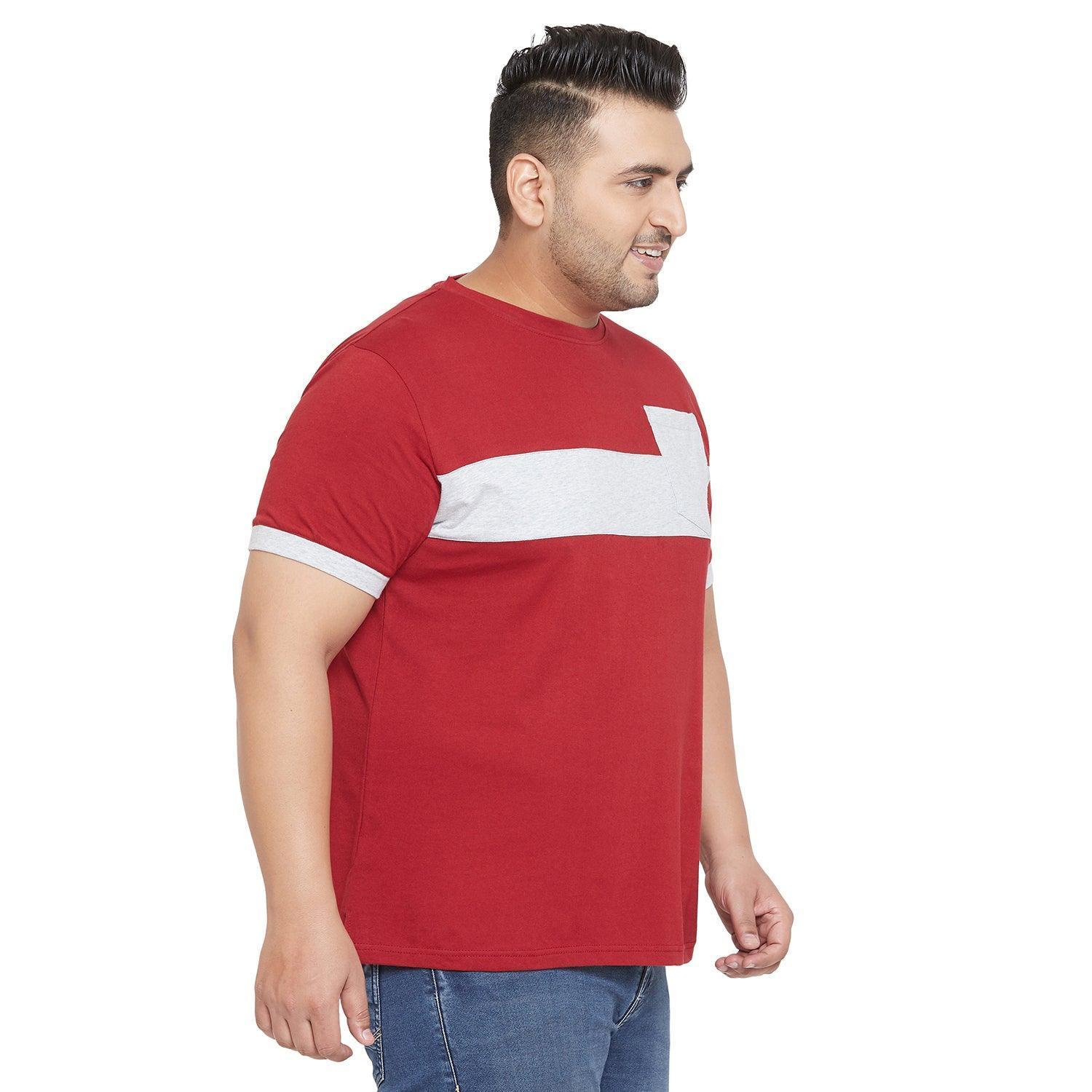 Men Plus Size Ramp Colorblock Round Neck Tshirt - Image 4