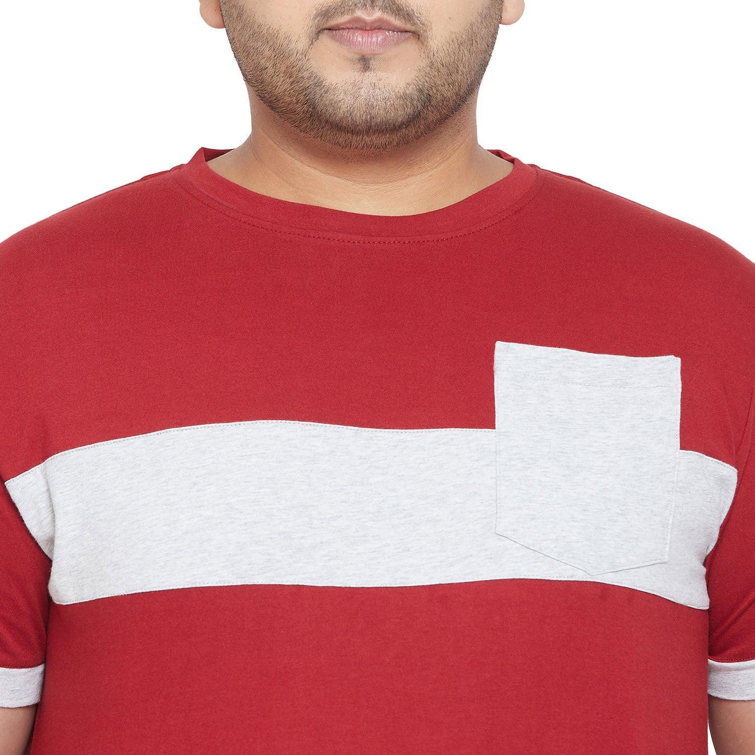 Men Plus Size Ramp Colorblock Round Neck Tshirt - Image 6