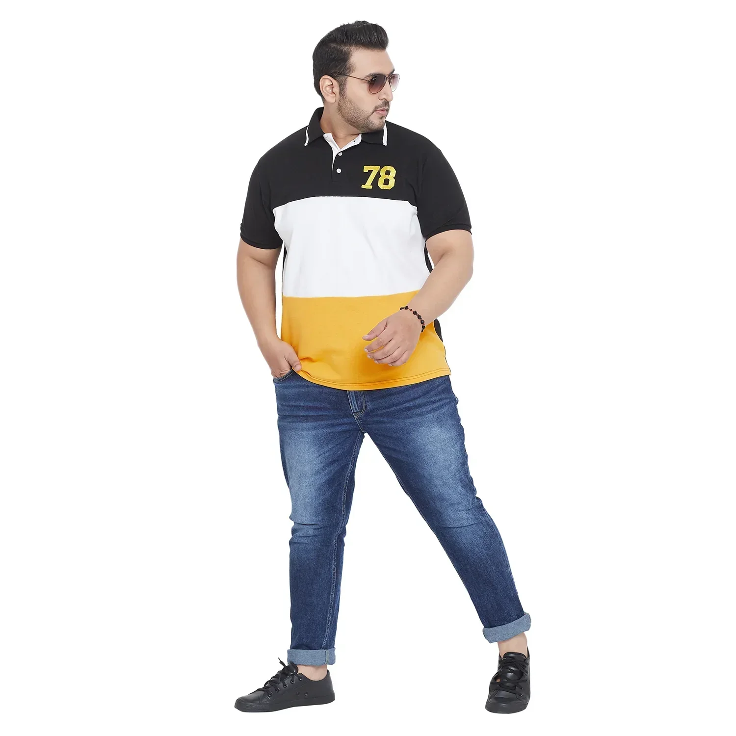 Men Plus Size Scarlet Colorblock Polo Tshirt - Image 2