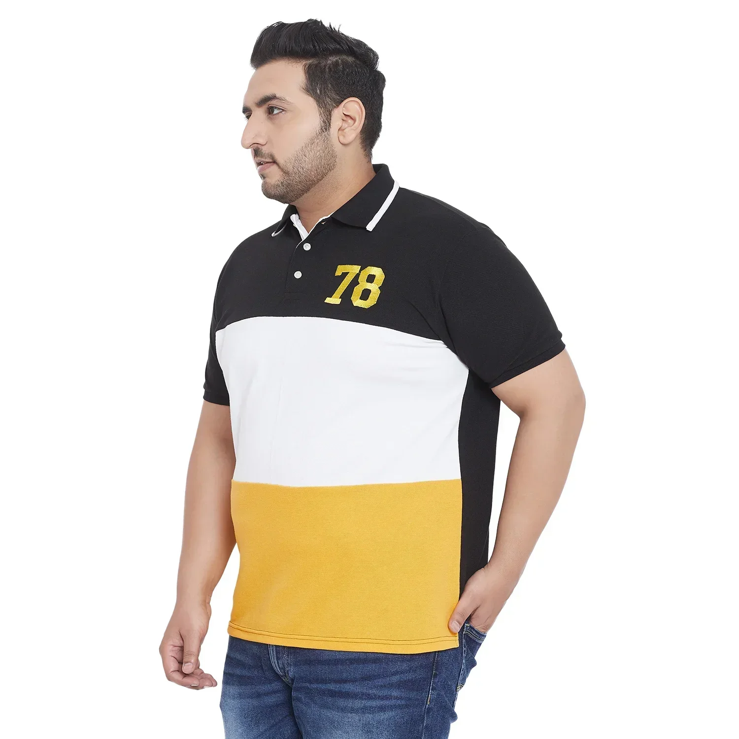 Men Plus Size Scarlet Colorblock Polo Tshirt - Image 3