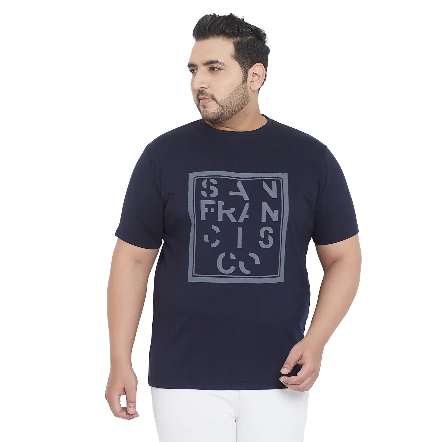 Men Plus Size Space Printed Round Neck Tshirt - Image 2