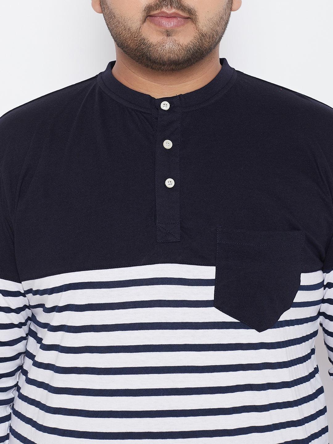 Men Plus Size Tito Striped Henley Tshirt - Image 6