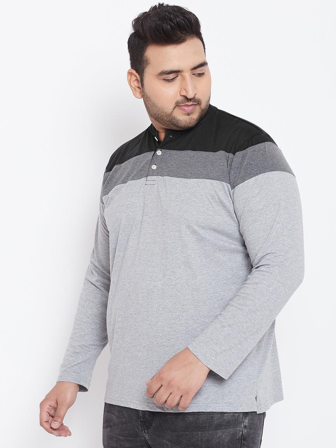 Men Plus Size Vagos Colorblock Henley Tshirt - Image 3