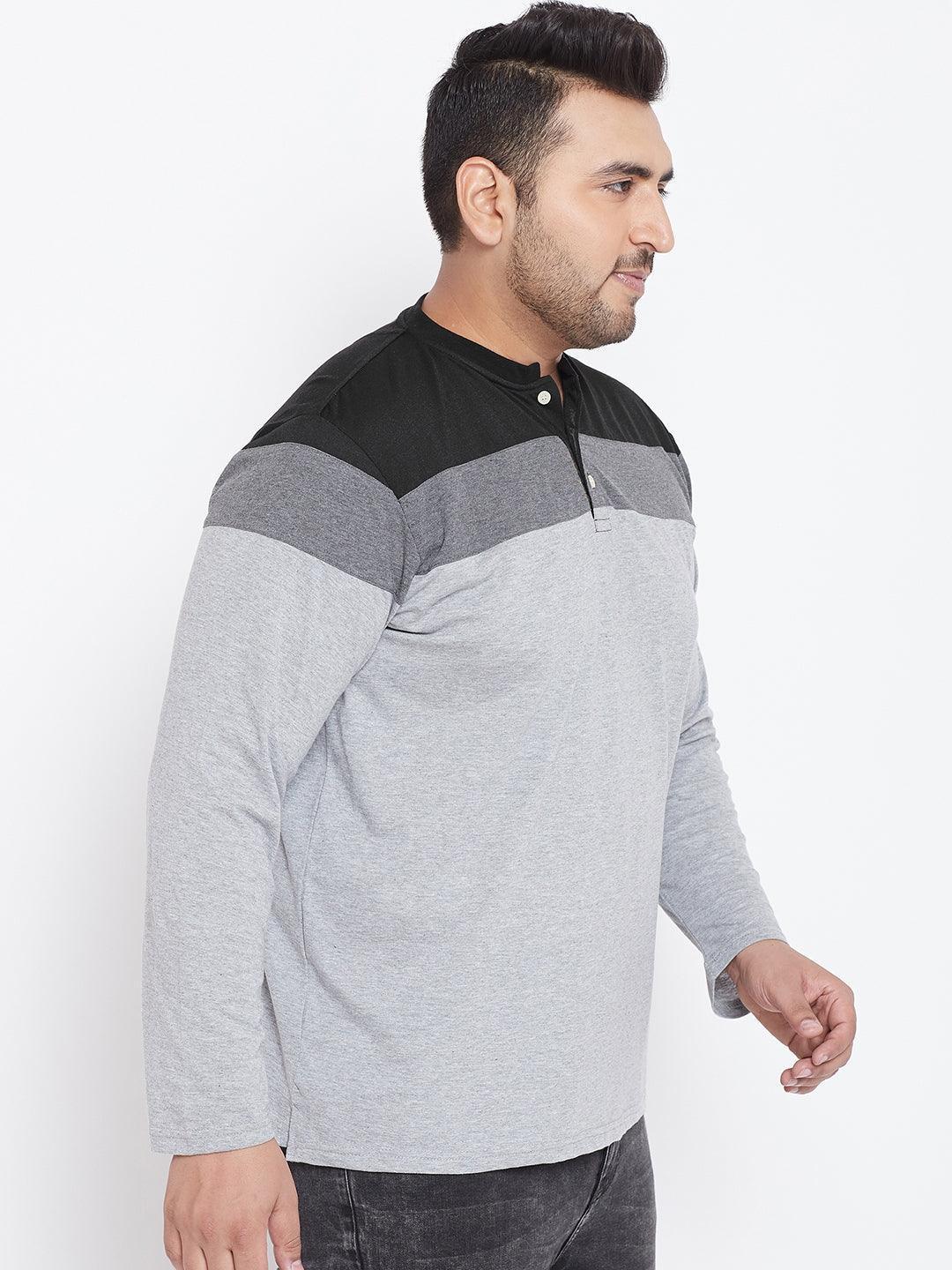 Men Plus Size Vagos Colorblock Henley Tshirt - Image 4