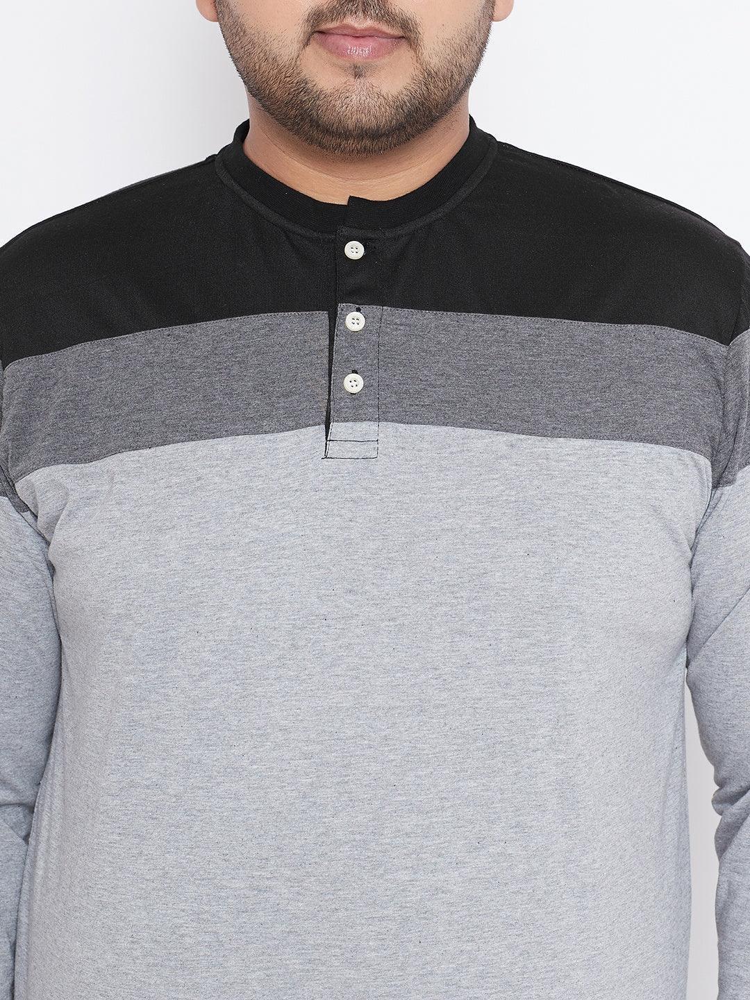 Men Plus Size Vagos Colorblock Henley Tshirt - Image 6