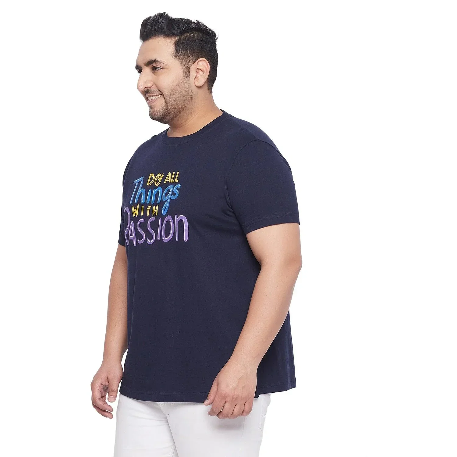 Men Plus Size Watt Printed Round Neck Tshirt - Image 3