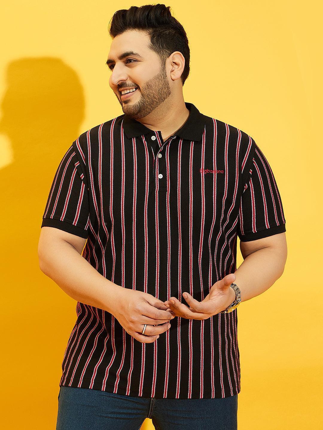 Men Plus Size Westen Striped Polo Tshirt - Image 3