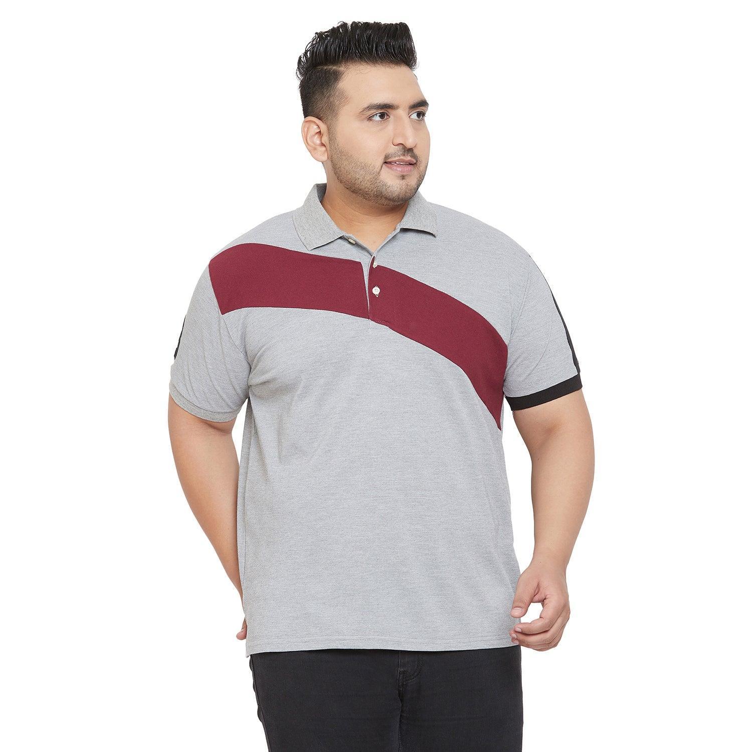 Men Plus Size Wicks Colorblock Polo Tshirt