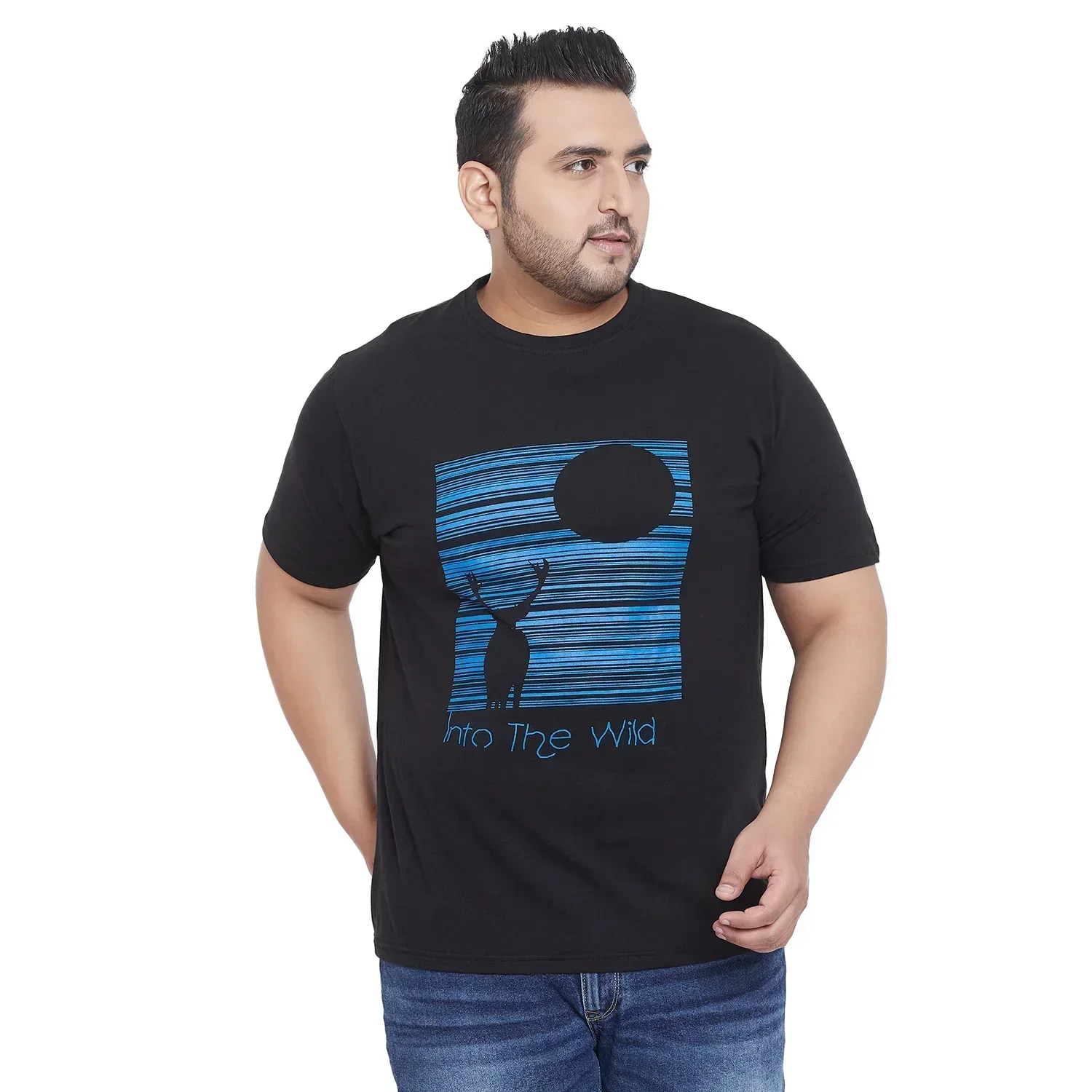 Men Plus Size Wing Printed Round Neck Tshirt - Image 2
