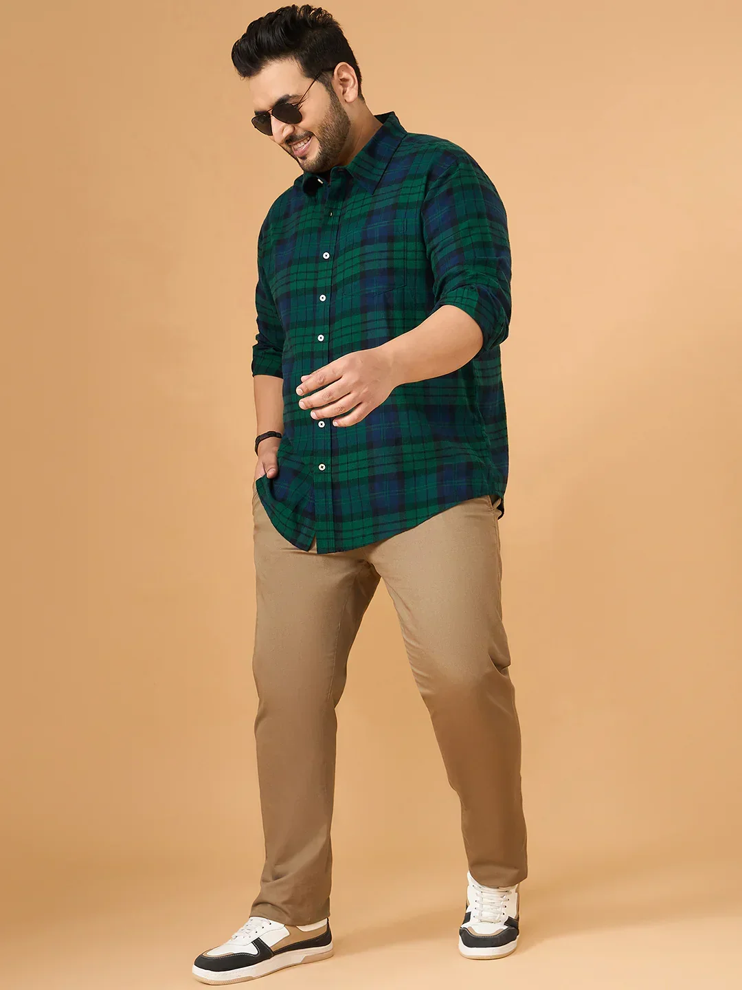 Men Plus Size Abyssal Multicolor Checkered Casual Shirt - Image 4