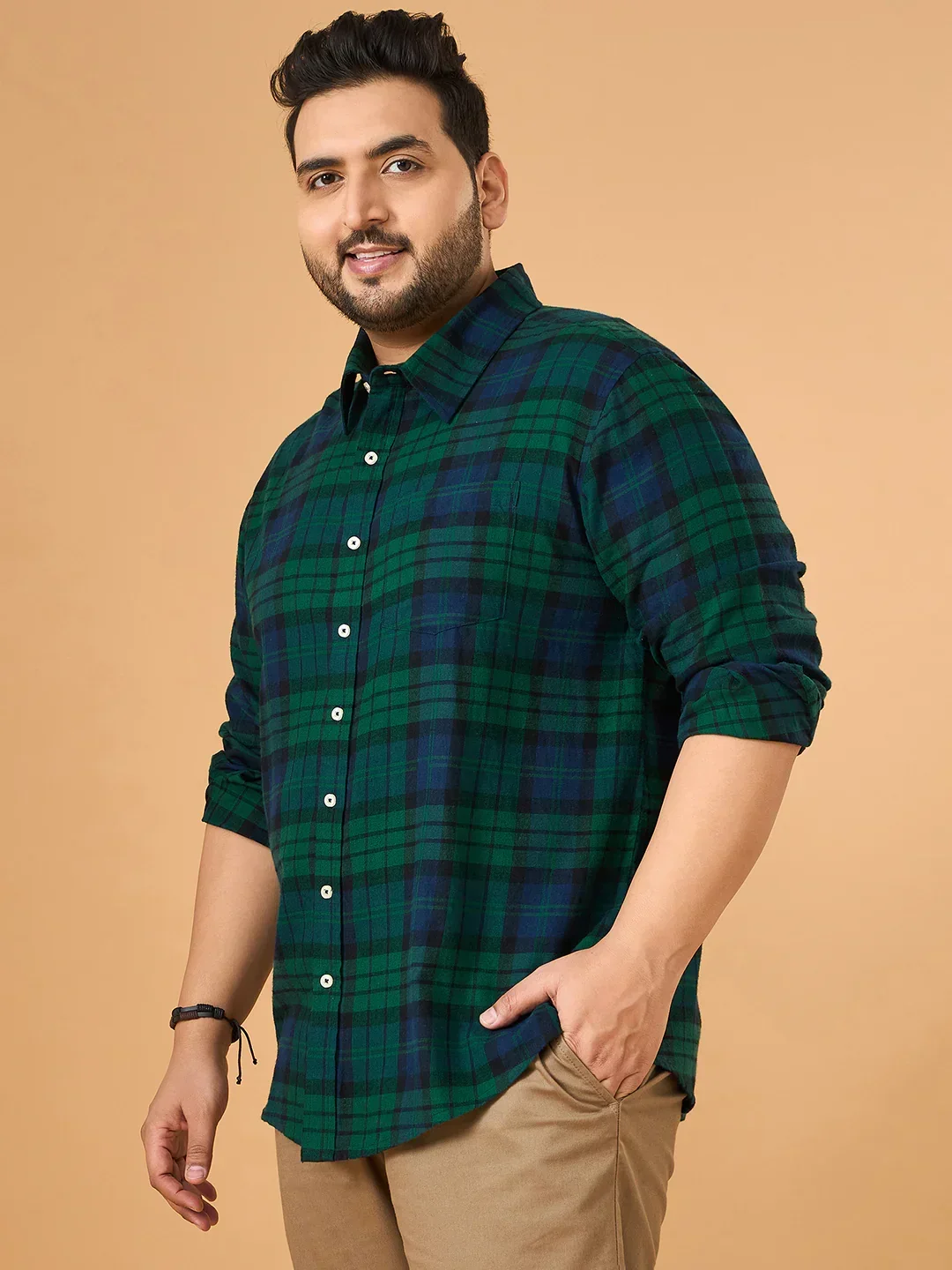 Men Plus Size Abyssal Multicolor Checkered Casual Shirt - Image 5