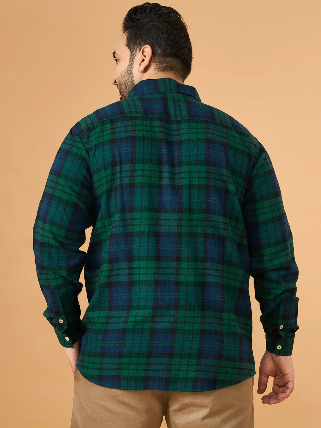 Men Plus Size Abyssal Multicolor Checkered Casual Shirt - Image 7