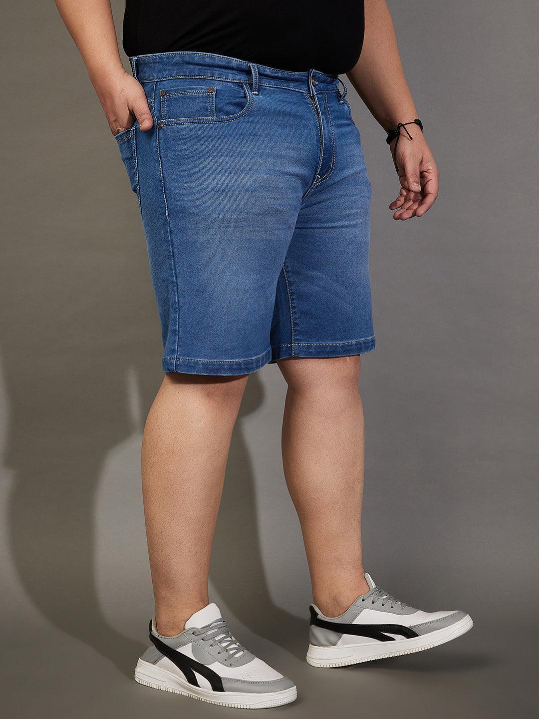 Men Plus Size Adeben-Blue Washed Shorts - Image 3