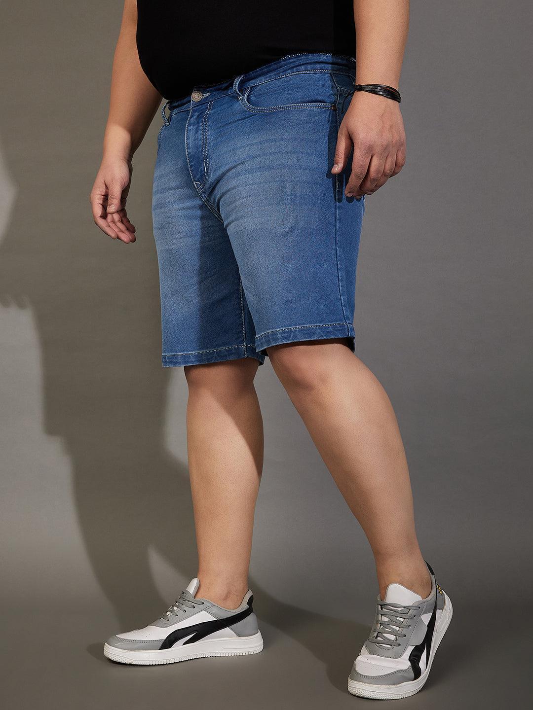 Men Plus Size Adeben-Blue Washed Shorts - Image 4