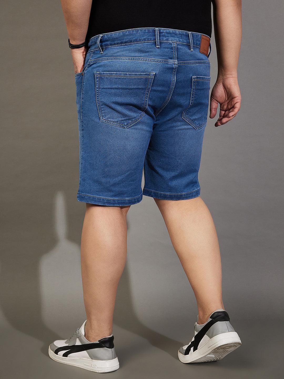Men Plus Size Adeben-Blue Washed Shorts - Image 5
