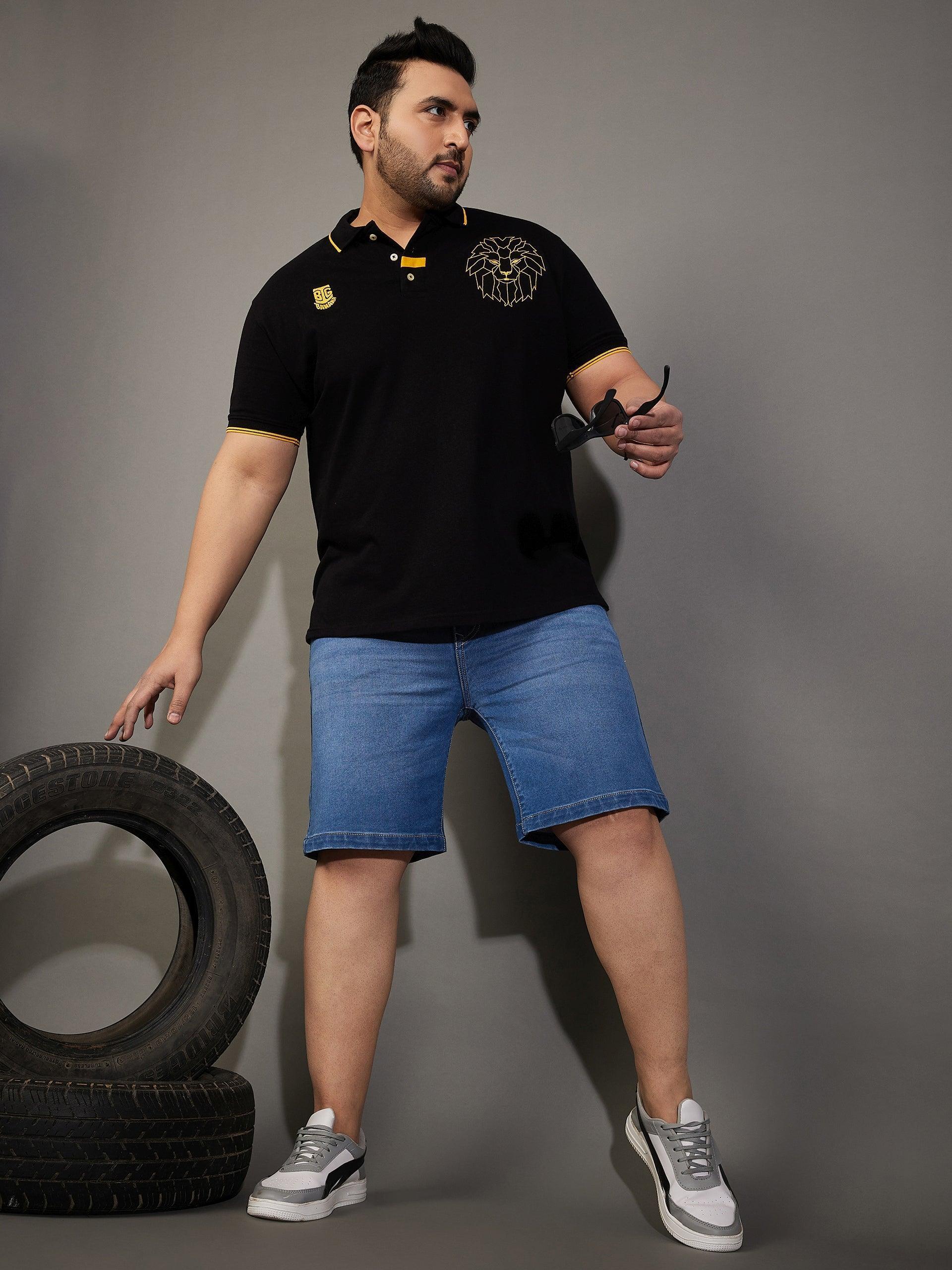 Men Plus Size Adeben-Blue Washed Shorts - Image 7