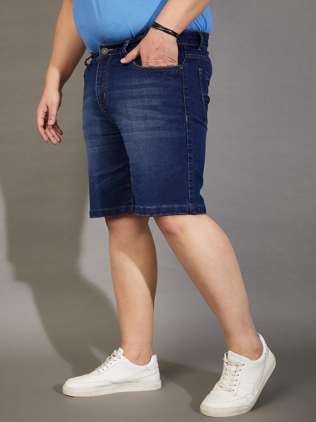 Men Plus Size Adeben-Navy Washed Shorts - Image 3