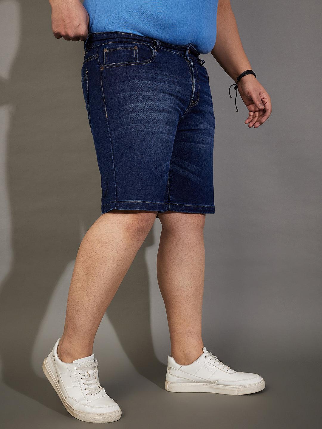 Men Plus Size Adeben-Navy Washed Shorts - Image 4