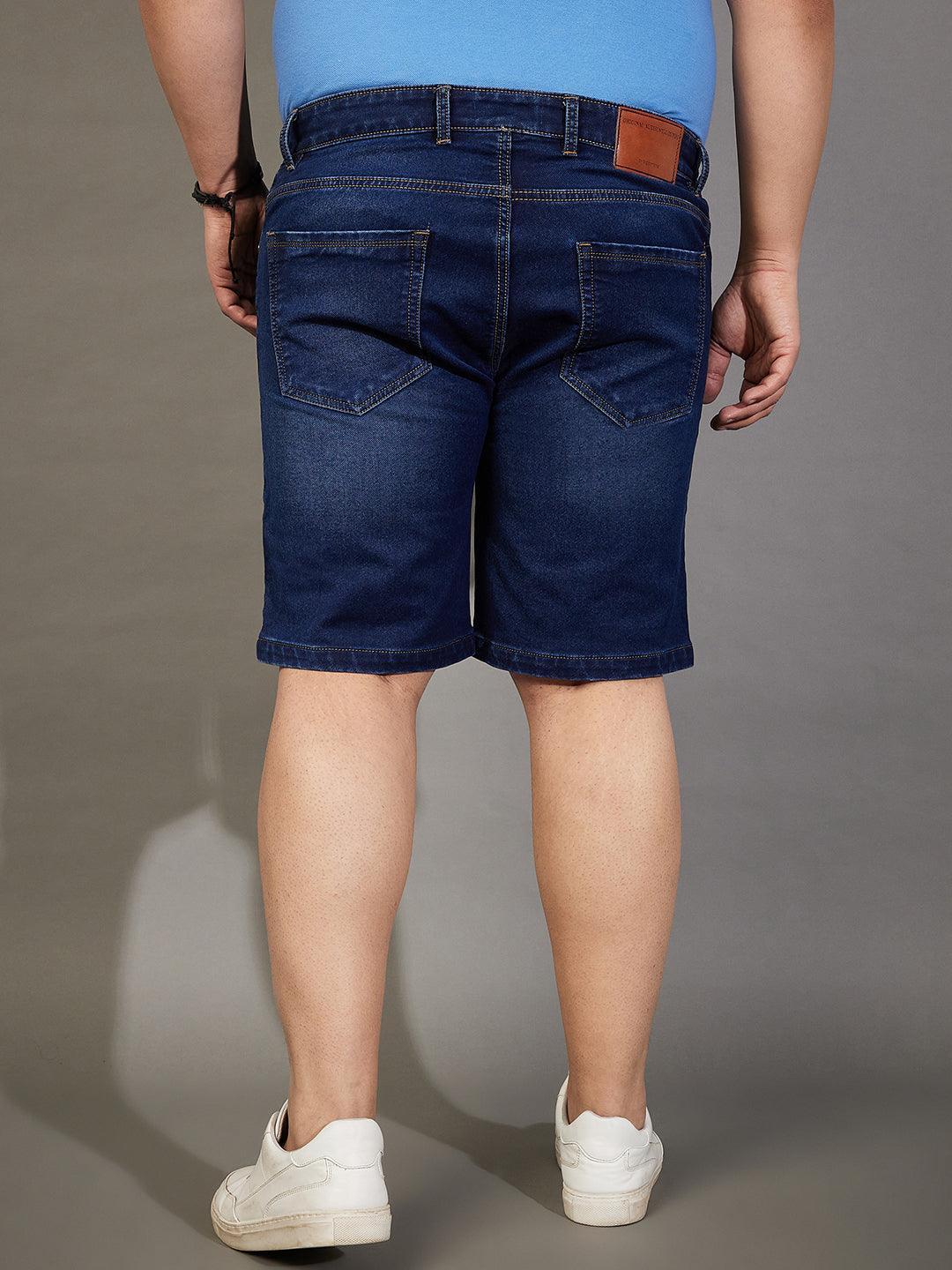 Men Plus Size Adeben-Navy Washed Shorts - Image 5