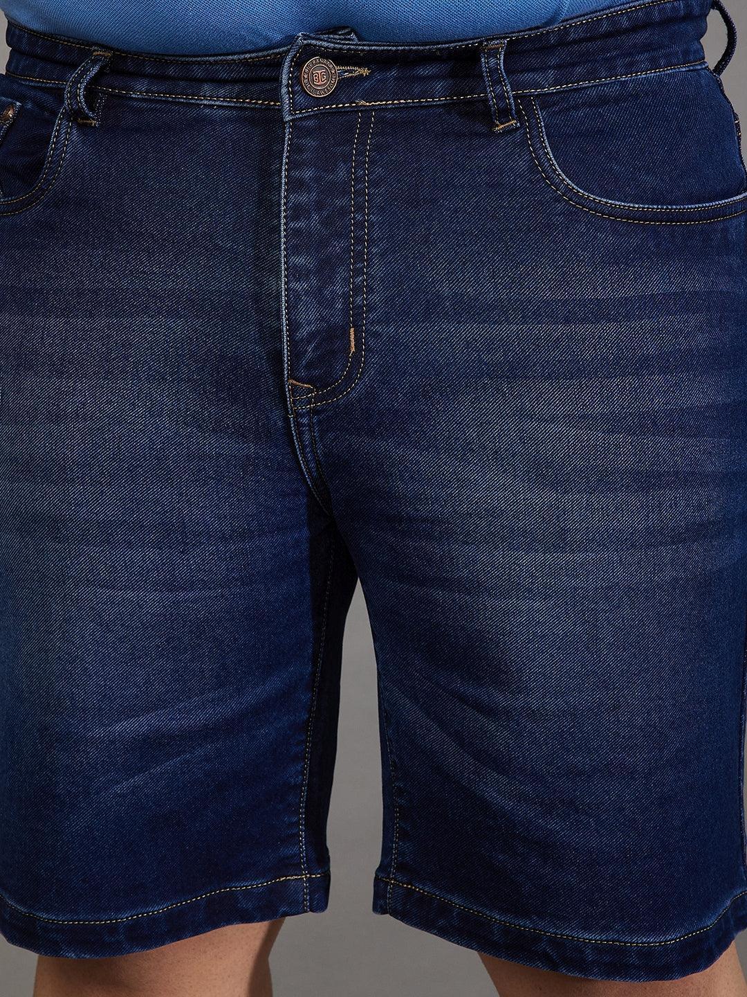 Men Plus Size Adeben-Navy Washed Shorts - Image 6